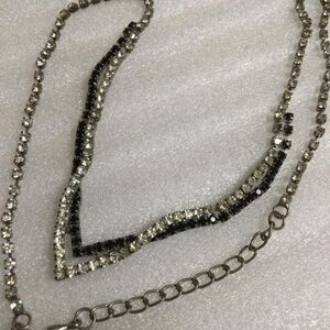 Rhinestone Silver and Black Necklace